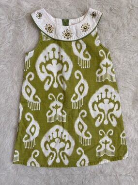 Gymboree Sleeveless Green Greek Isles Summer Dress with Jeweled Collar